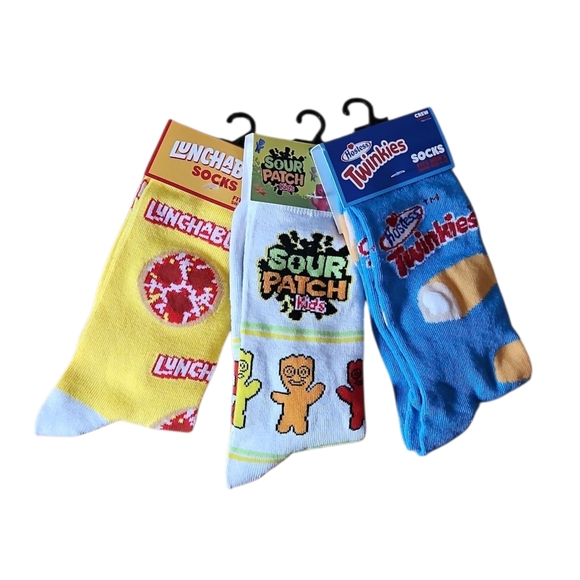 Lunchables, Sour Patch Kids, and Twinkies Themed Crew Socks - Set Of 3, NWT - Picture 1 of 2